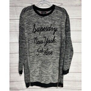 Superdry Dress Womens Medium Black Gray Cut & Sew Sweatshirt Dress Streetwear